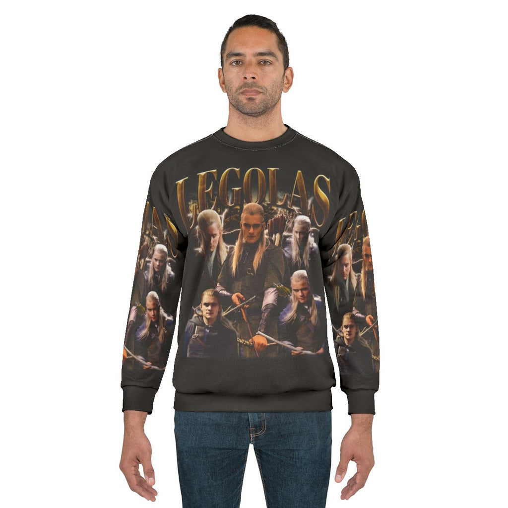 Retro Legolas sweatshirt featuring Orlando Bloom's iconic character from Lord of the Rings