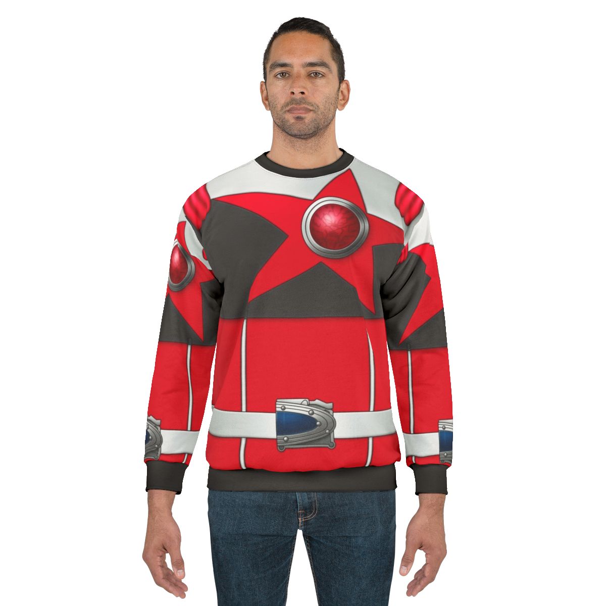 Space-themed Uchuu Sentai Kyuranger red lion design sweatshirt