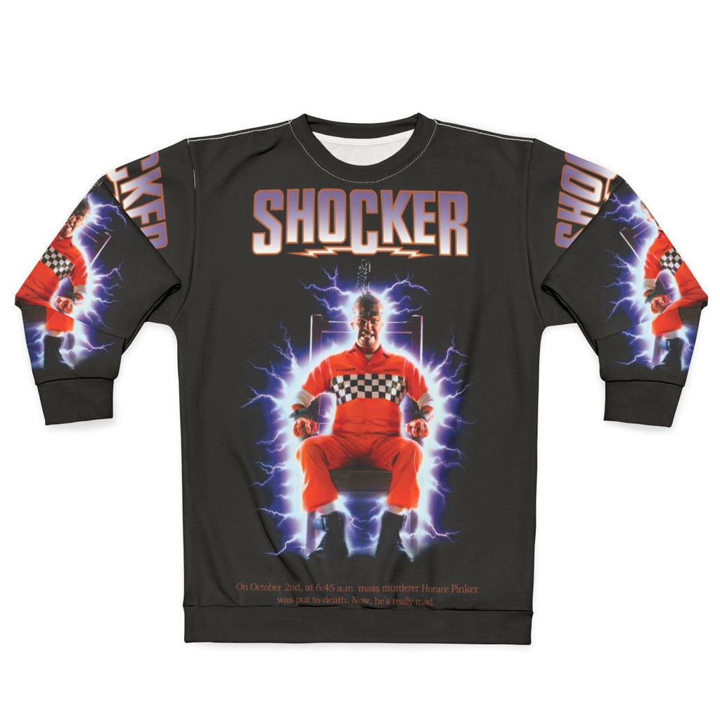 Shocker horror movie sweatshirt with retro 80s slasher design