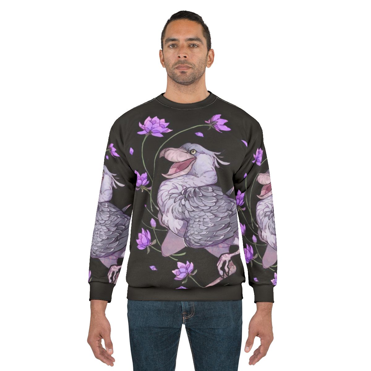 Shoebill Stork Bird Floral Sweatshirt