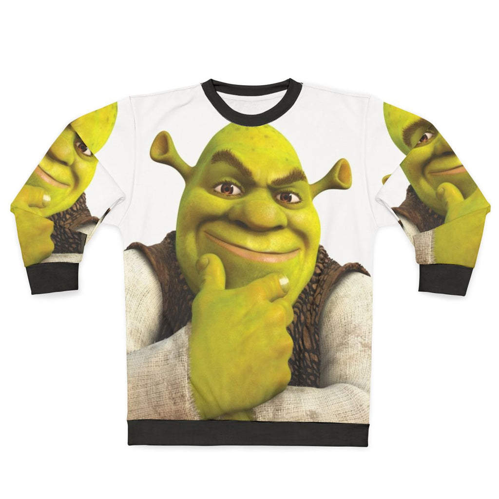 Shrek themed sweatshirt featuring the beloved ogre character