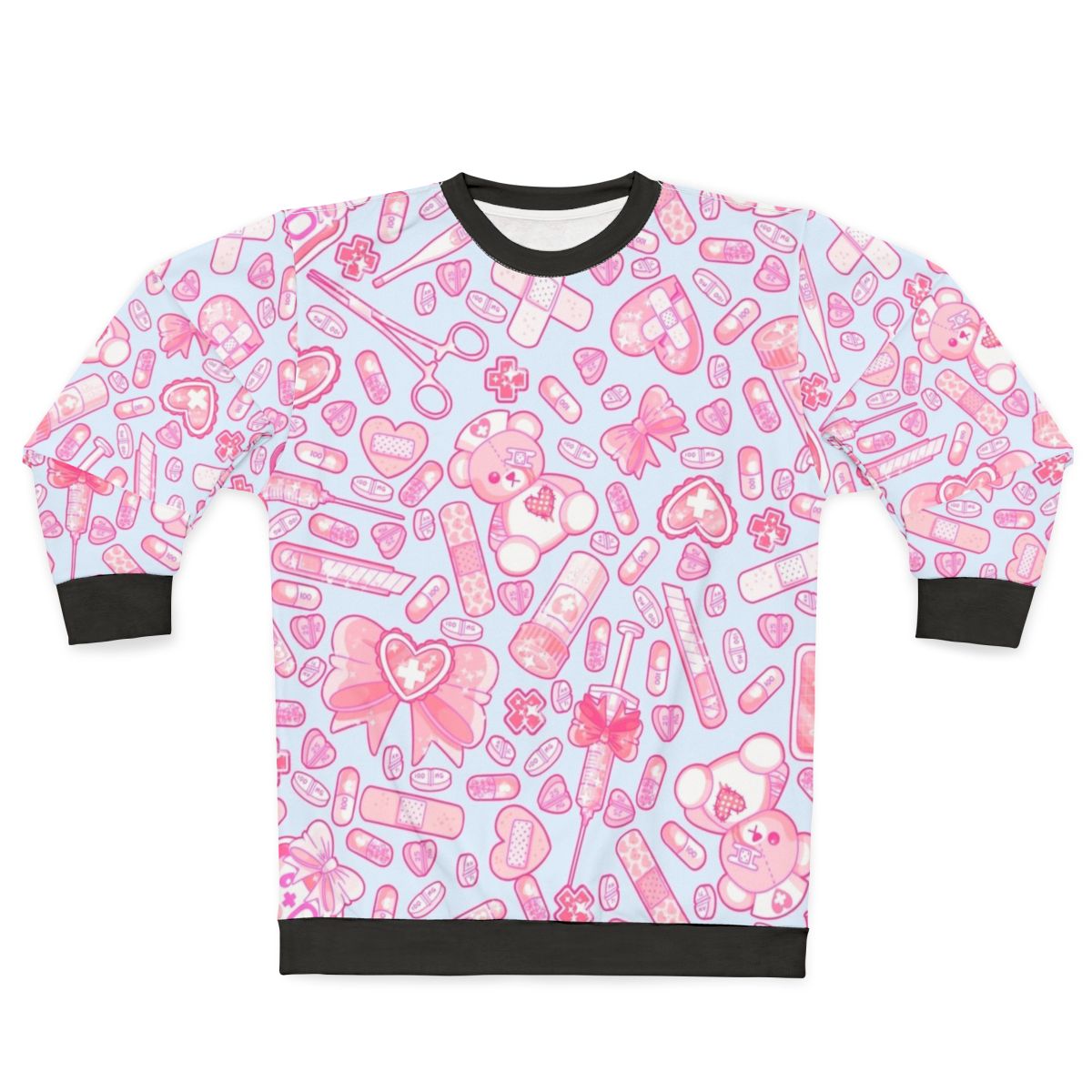 Sickly Sweet Pastel Goth Sweatshirt with Medical Horror Kawaii Vibes