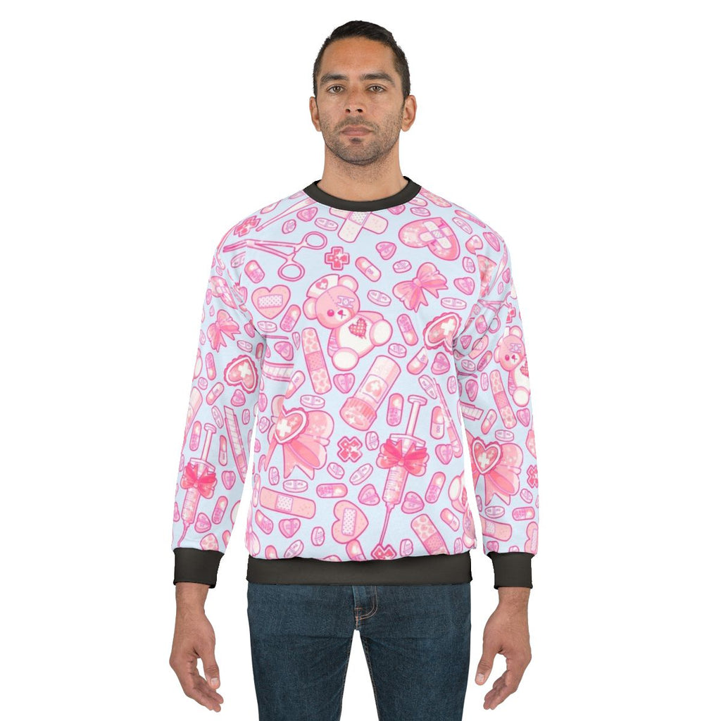 Sickly Sweet Pastel Goth Sweatshirt with Medical Horror Kawaii Vibes