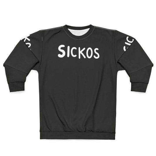 Satirical "Sicko" sweatshirt with political cartoon meme design