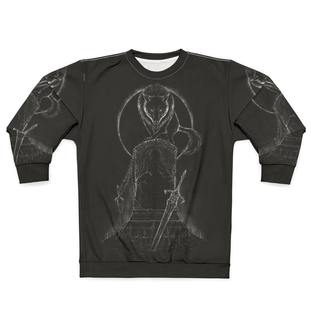 Gray wolf sweatshirt with Nordic mythology design