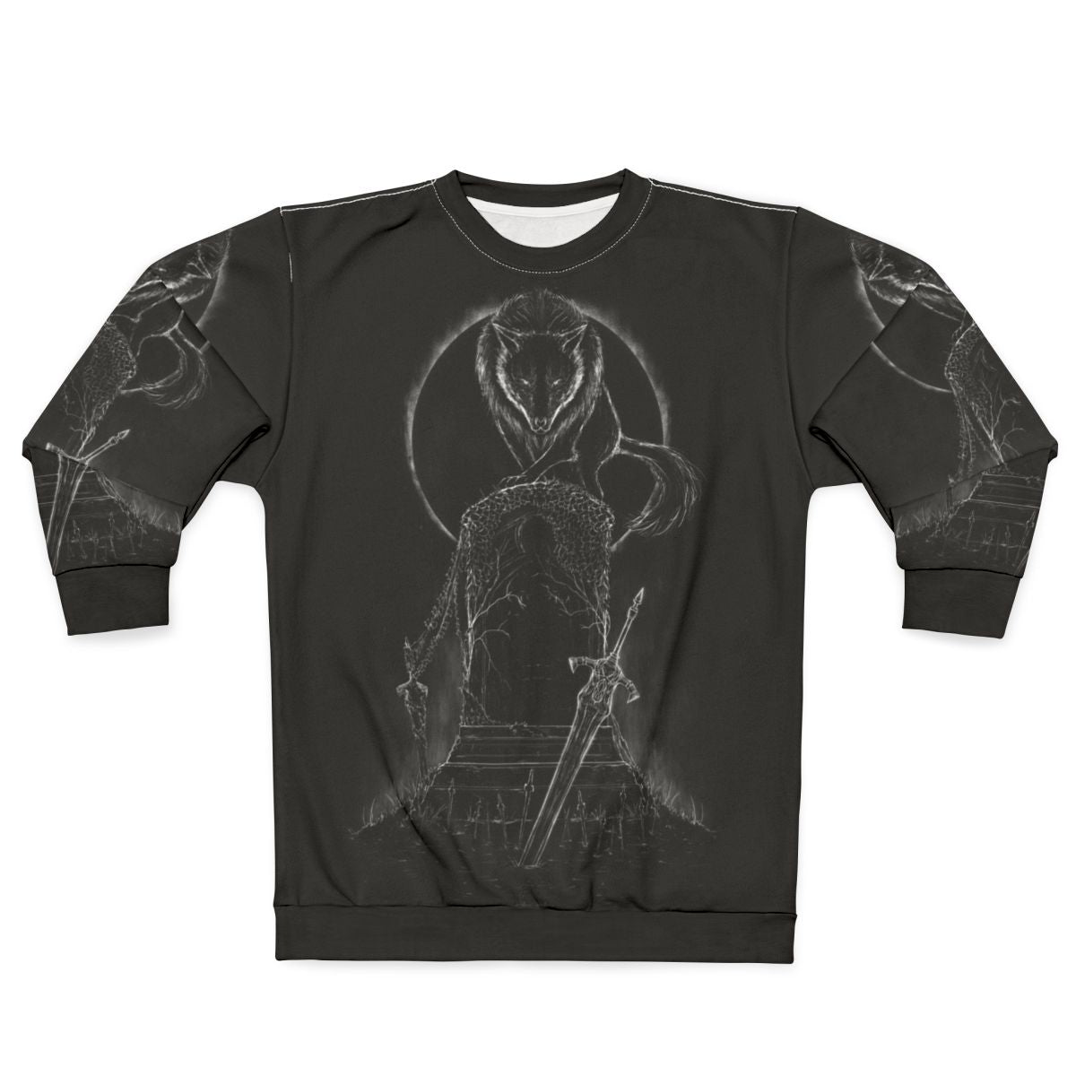 Gray wolf sweatshirt with Nordic mythology design