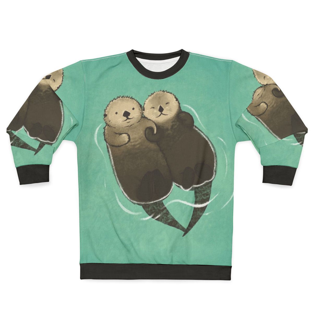 Significant otters holding hands printed on a cozy sweatshirt