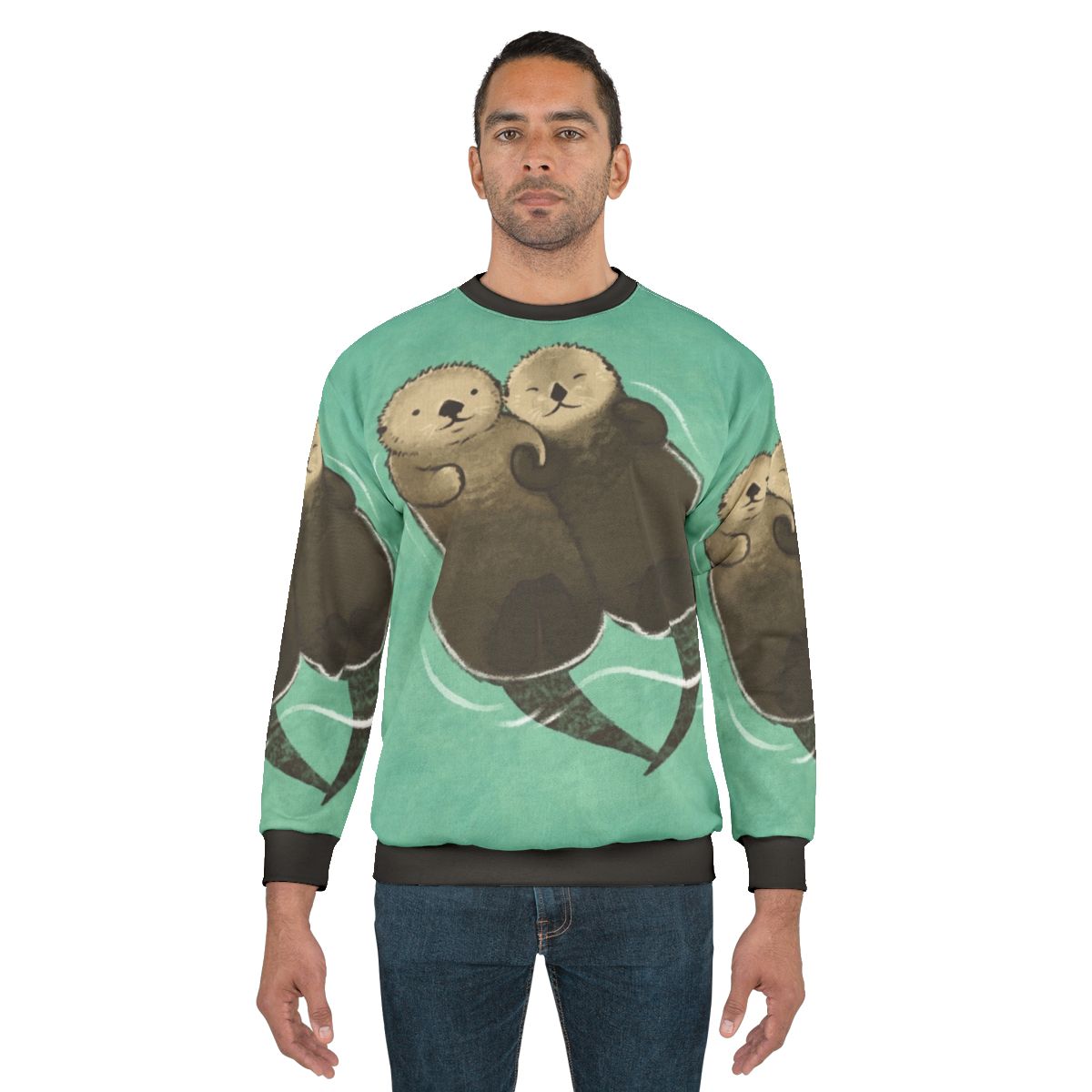 Significant otters holding hands printed on a cozy sweatshirt