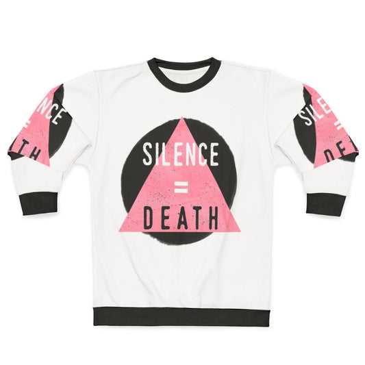 LGBTQ+ Pride Sweatshirt with "Silence Death" Graphic