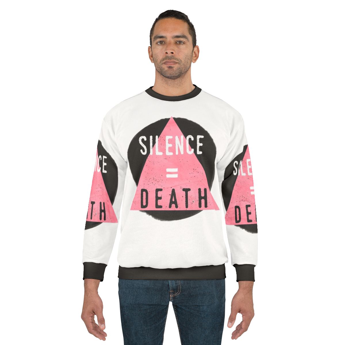 LGBTQ+ Pride Sweatshirt with "Silence Death" Graphic