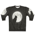 Silent night cat looking at the full moon on a sweatshirt