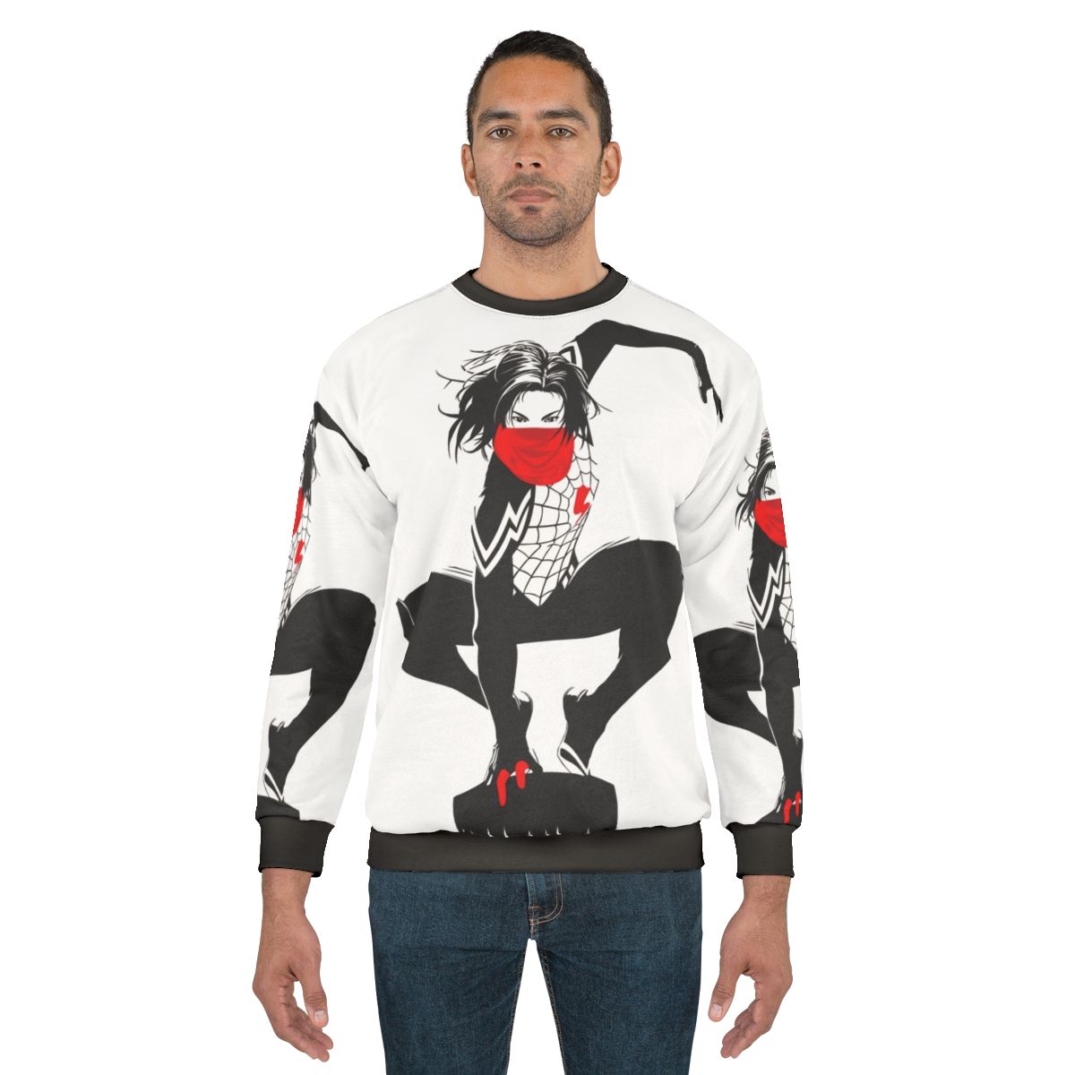 Cindy Moon Silk Spiderverse Superhero Black and White Sweatshirt