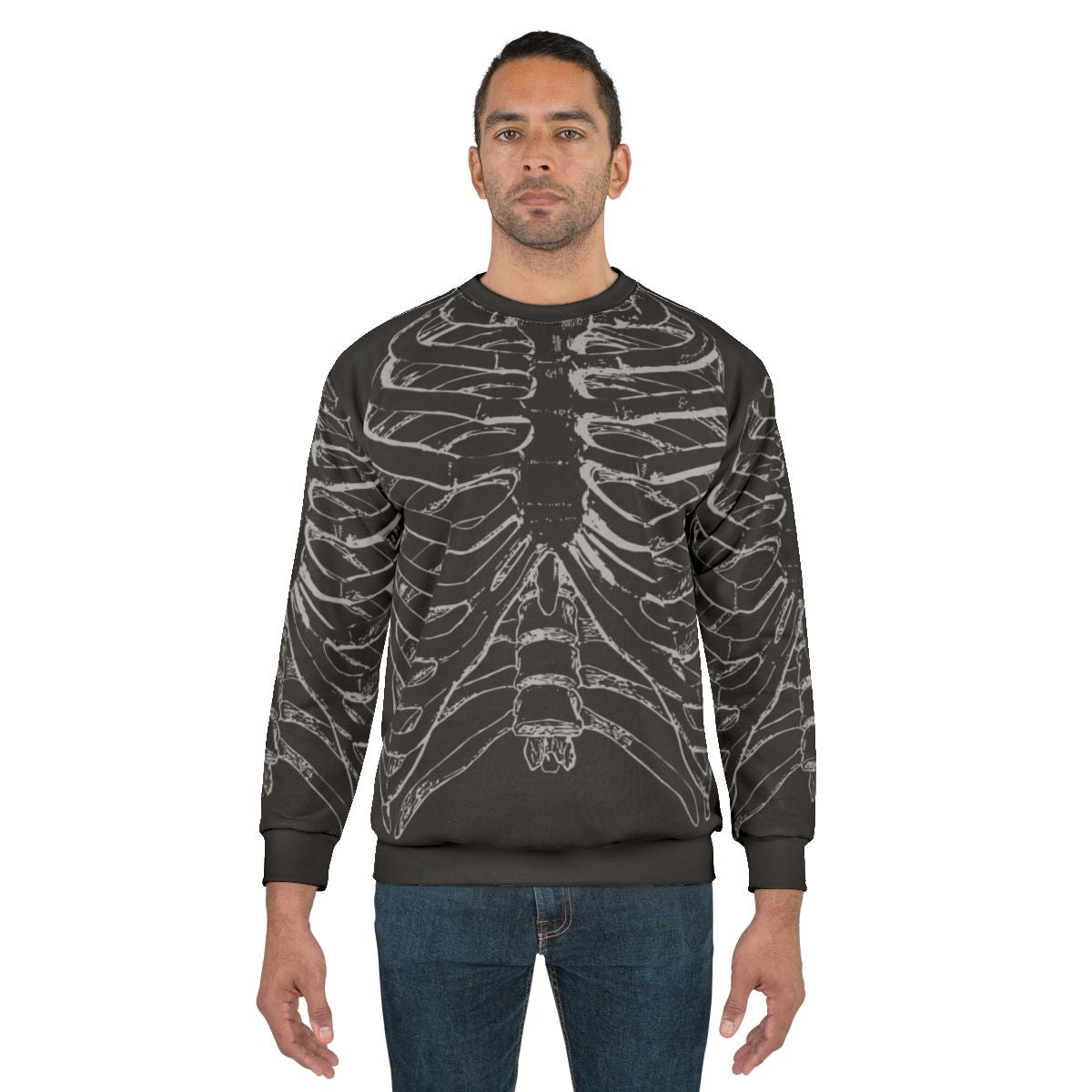 Silver Ribcage Skeleton Sweatshirt