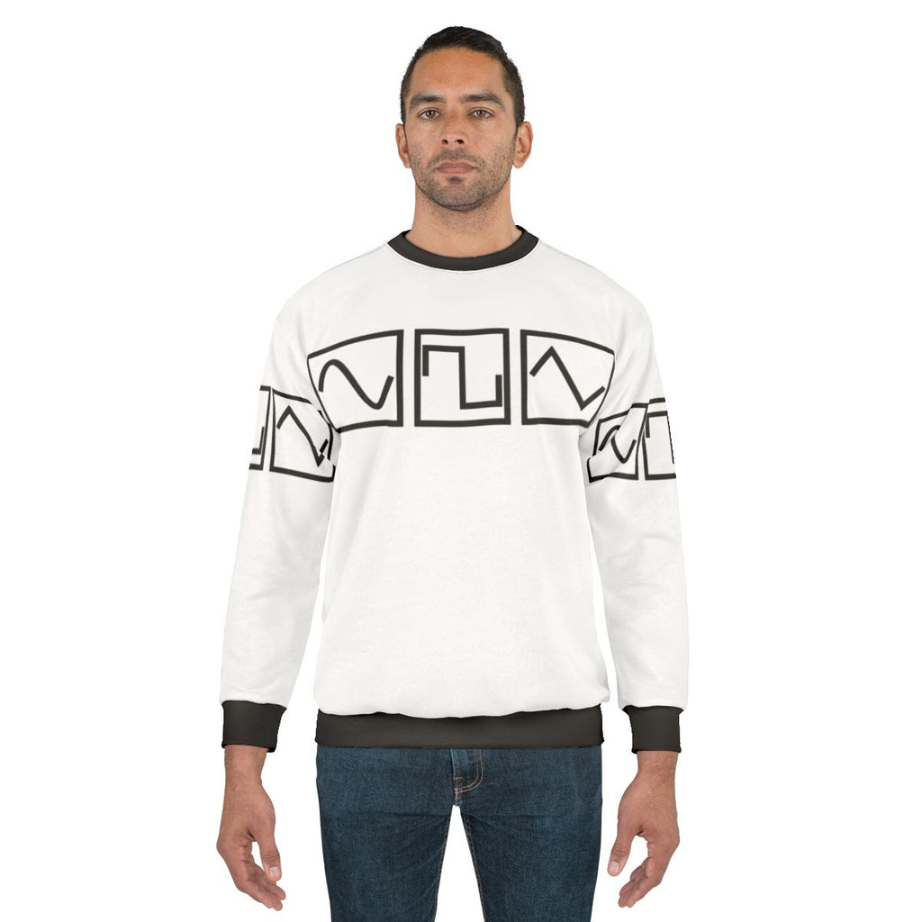 Sine square tri sweatshirt with electronic music waveform design