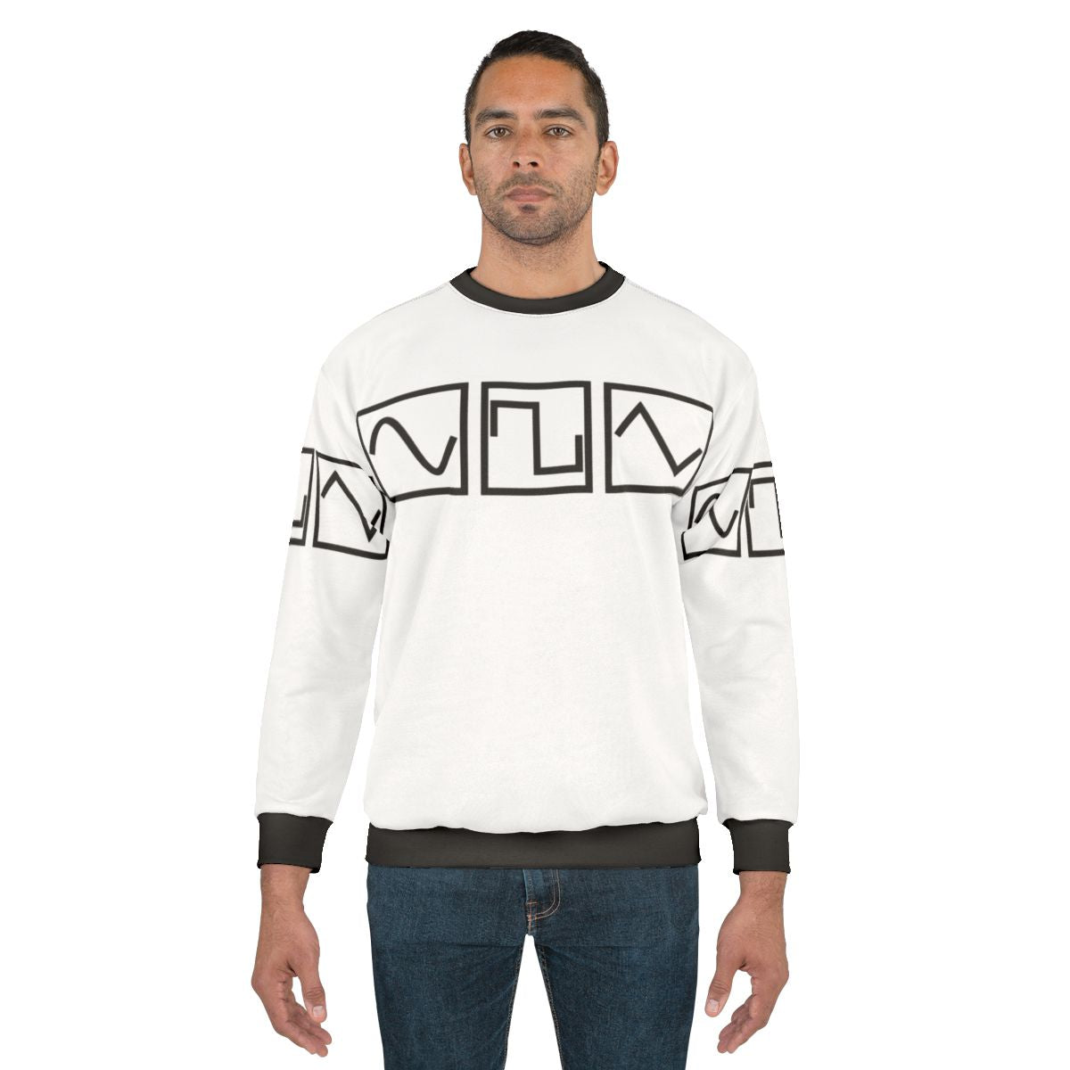 Sine square tri sweatshirt with electronic music waveform design