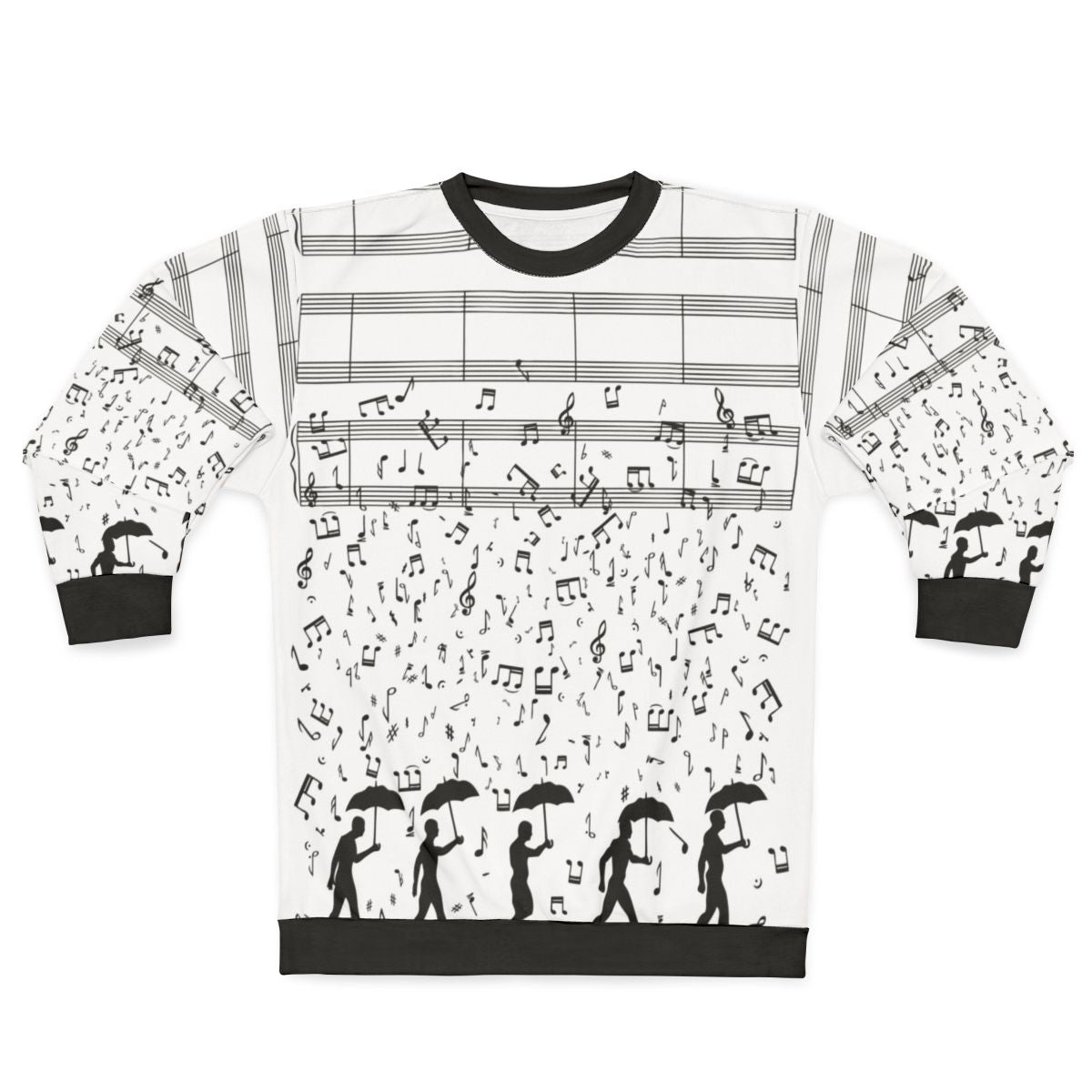 Singing in the rain sweatshirt with music notes and weather inspired design
