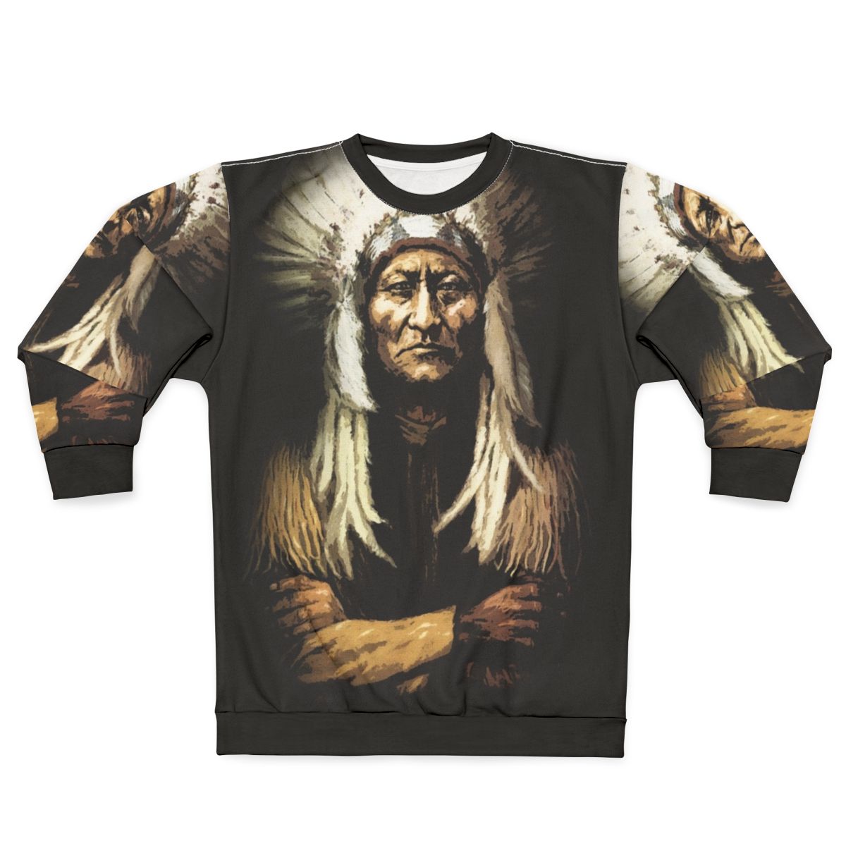 Sitting Bull Native American Tribal Design Sweatshirt