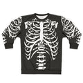 Skeleton rib cage design printed on a black sweatshirt