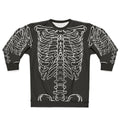 Skeleton rib cage design on a black sweatshirt