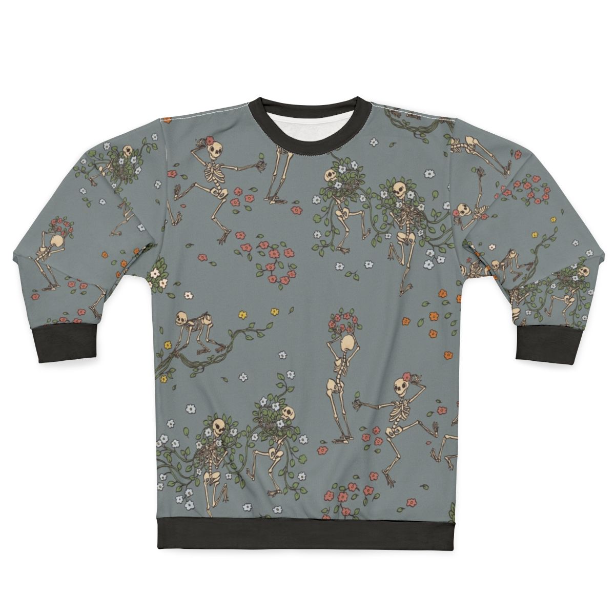 Skeleton sweatshirt with floral garlands