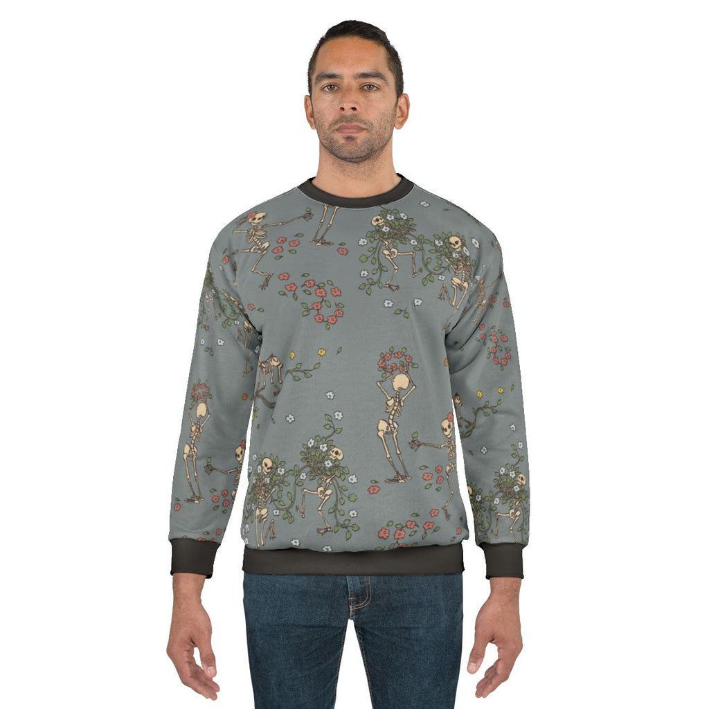 Skeleton sweatshirt with floral garlands