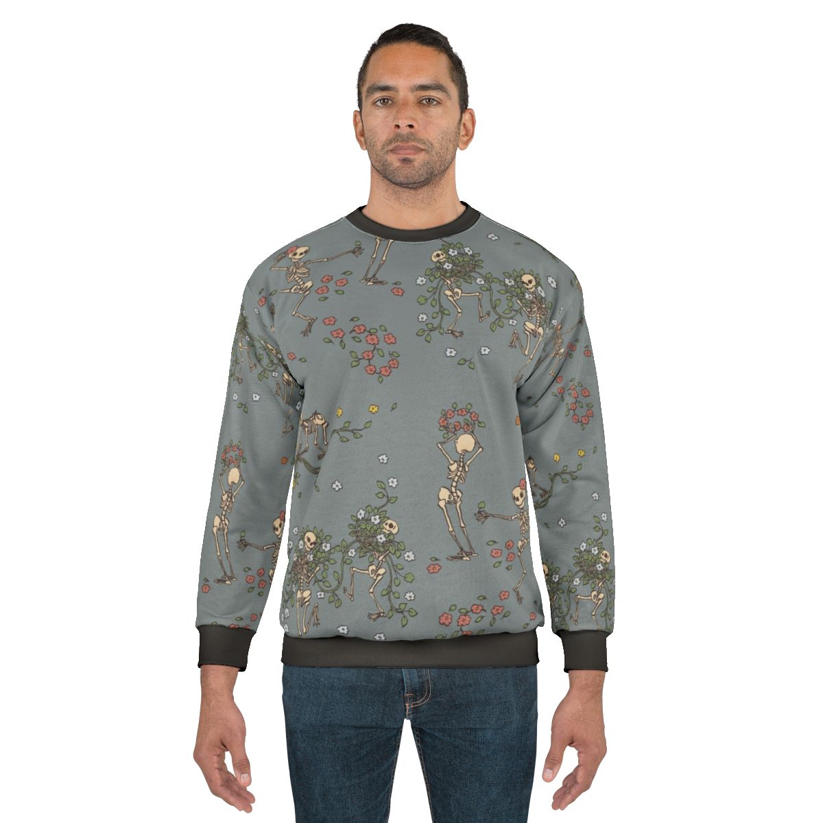 Skeleton sweatshirt with floral garlands