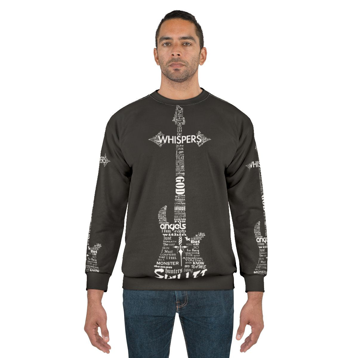Skillet Christian rock band guitar typography design on black sweatshirt