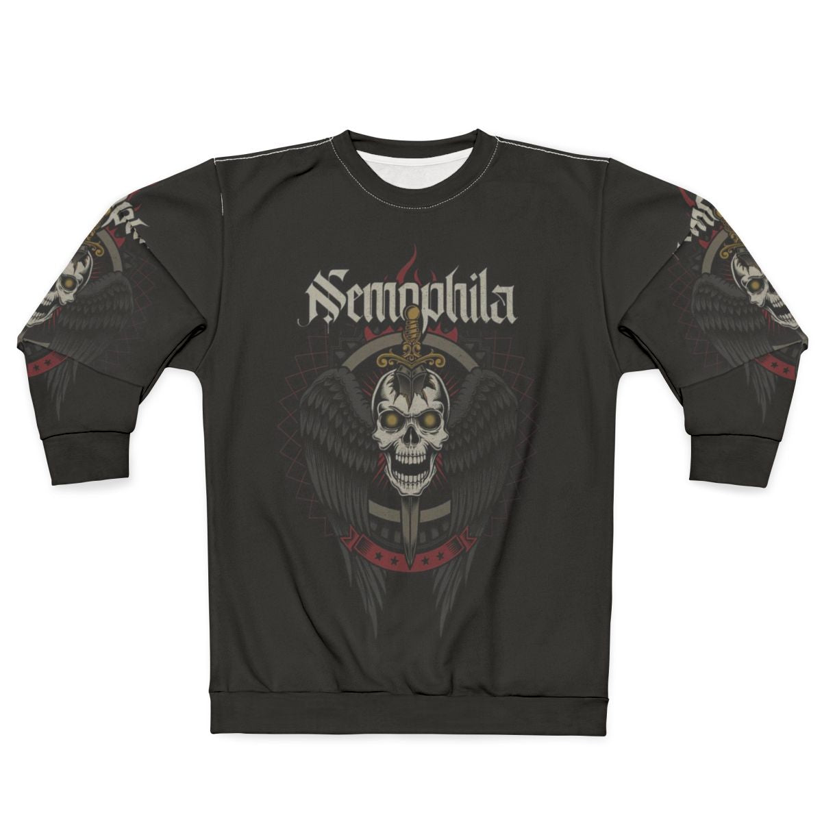Heavy metal skull and wings design sweatshirt