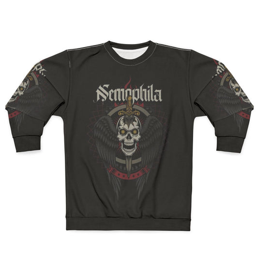 Heavy metal skull and wings design sweatshirt