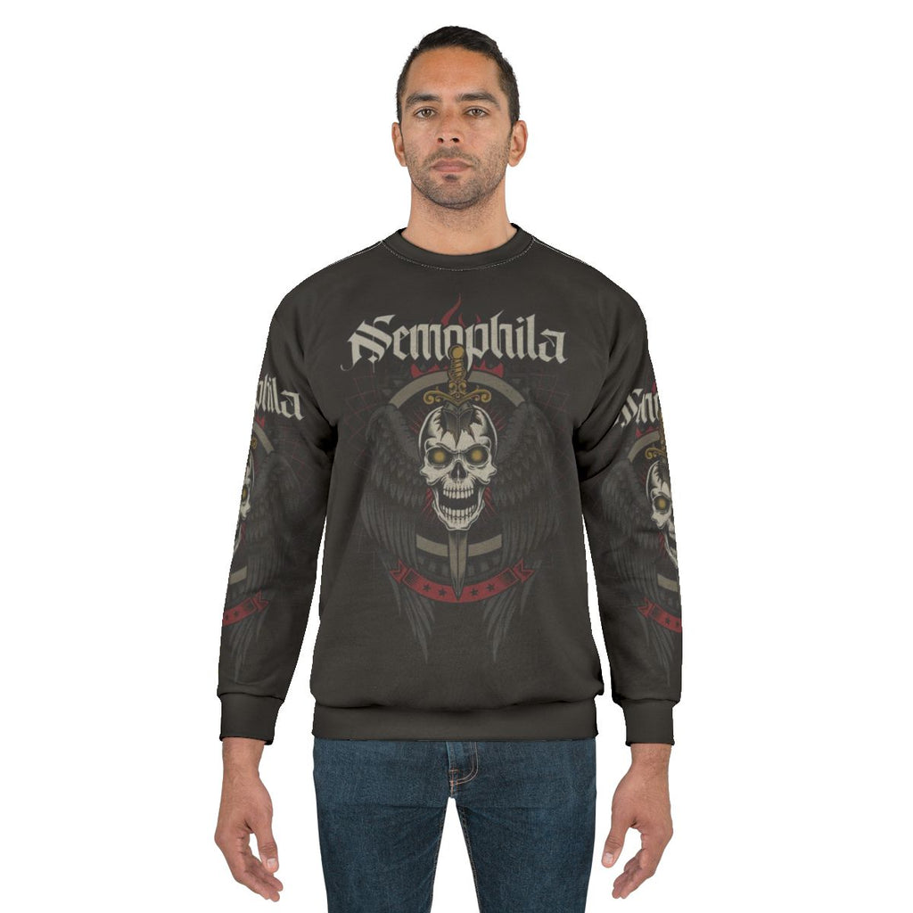 Heavy metal skull and wings design sweatshirt