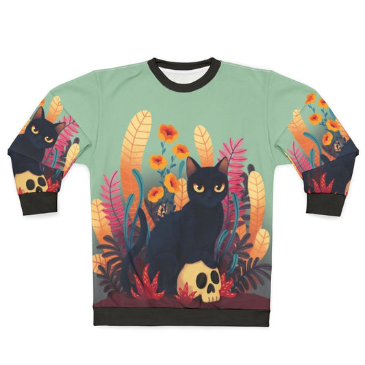 Skull Kitty Floral Sweatshirt