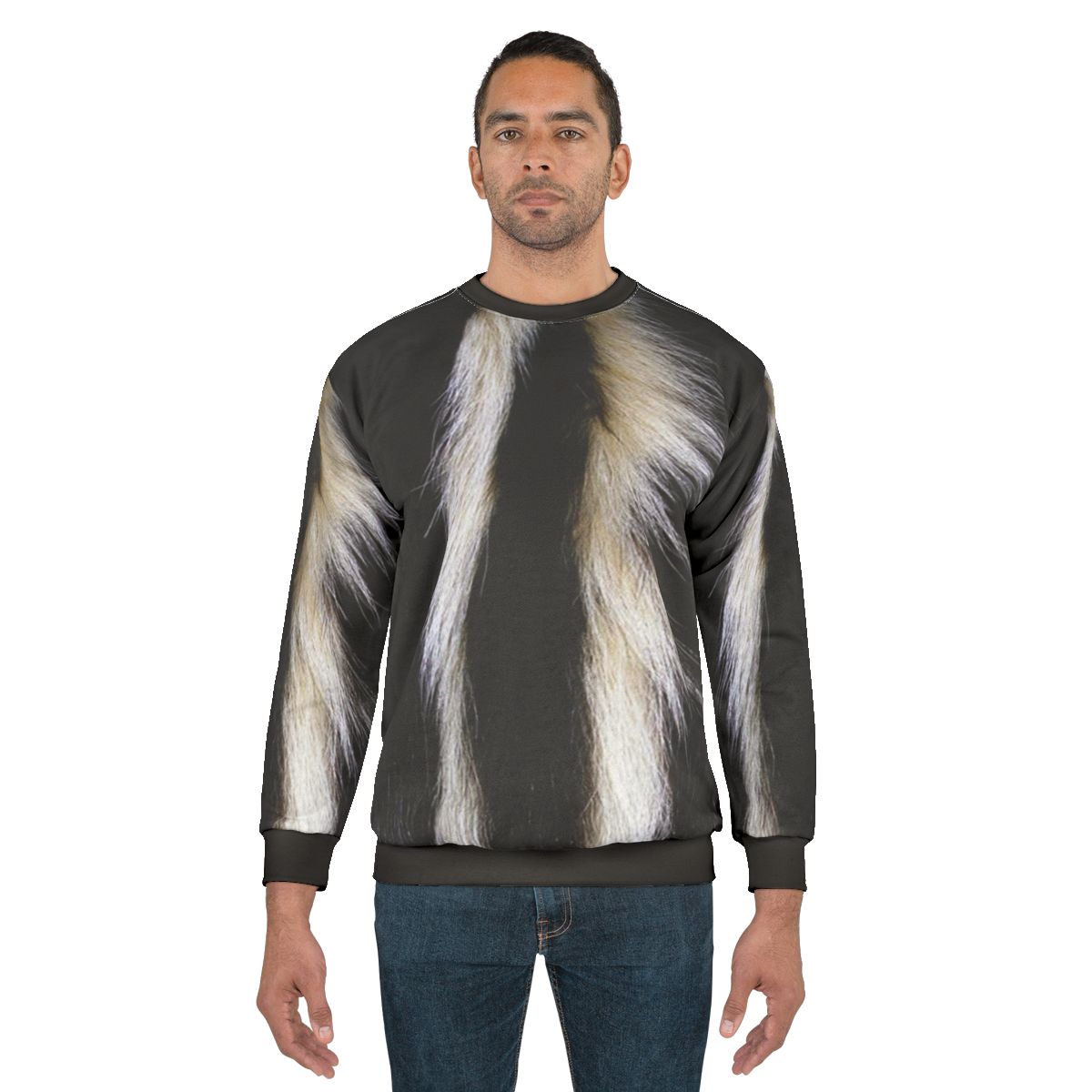 Skunk stripes sweatshirt with an animal-inspired design