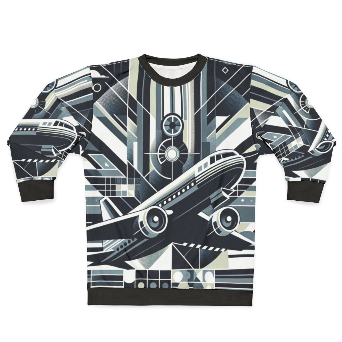 Skyward bound sweatshirt with aviation inspired abstract technology design