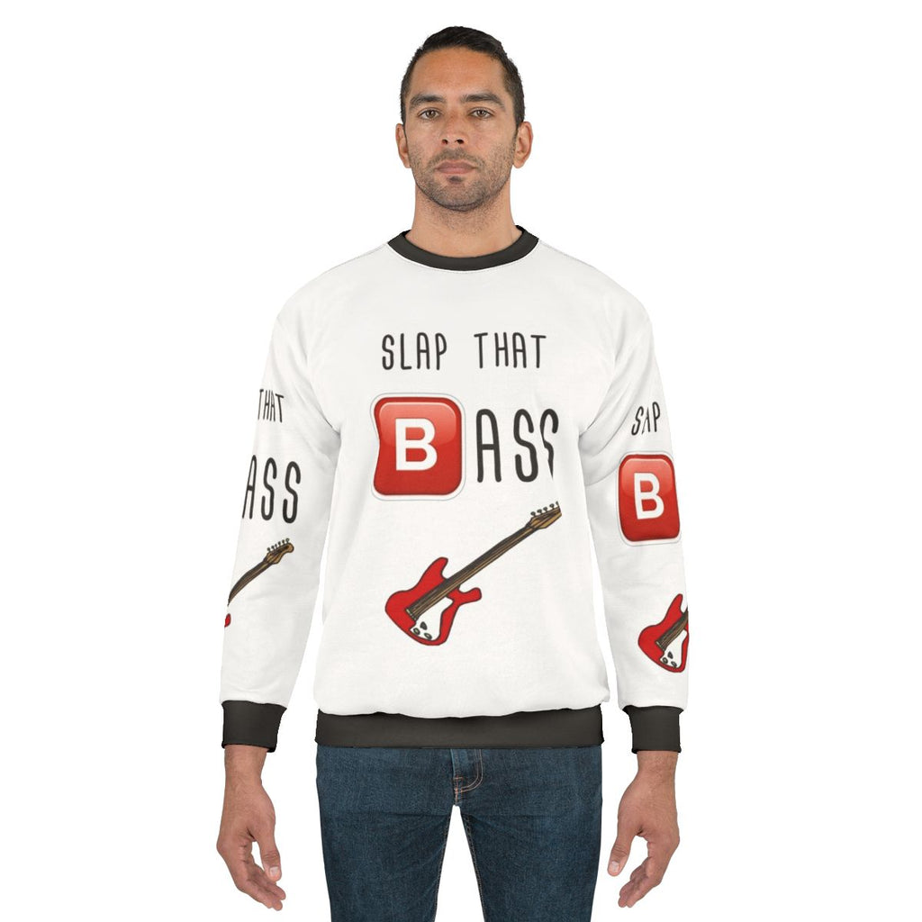 Slap that bass sweatshirt featuring an impossible bassline design