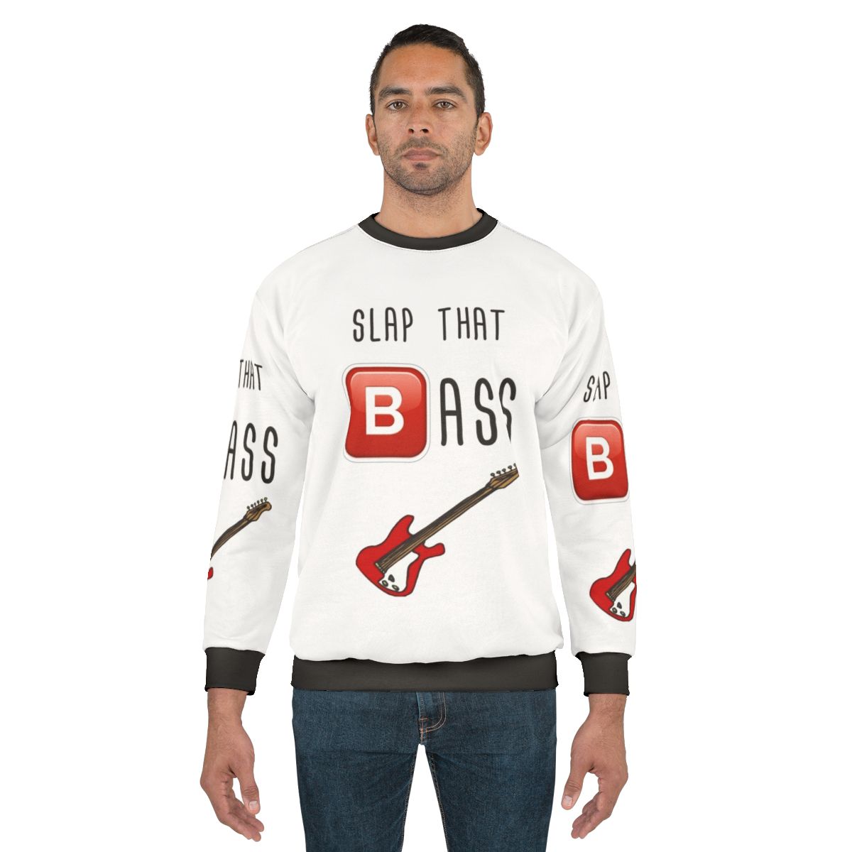 Slap that bass sweatshirt featuring an impossible bassline design