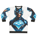 Superhero sweatshirt with glowing diamond design and bold blue color