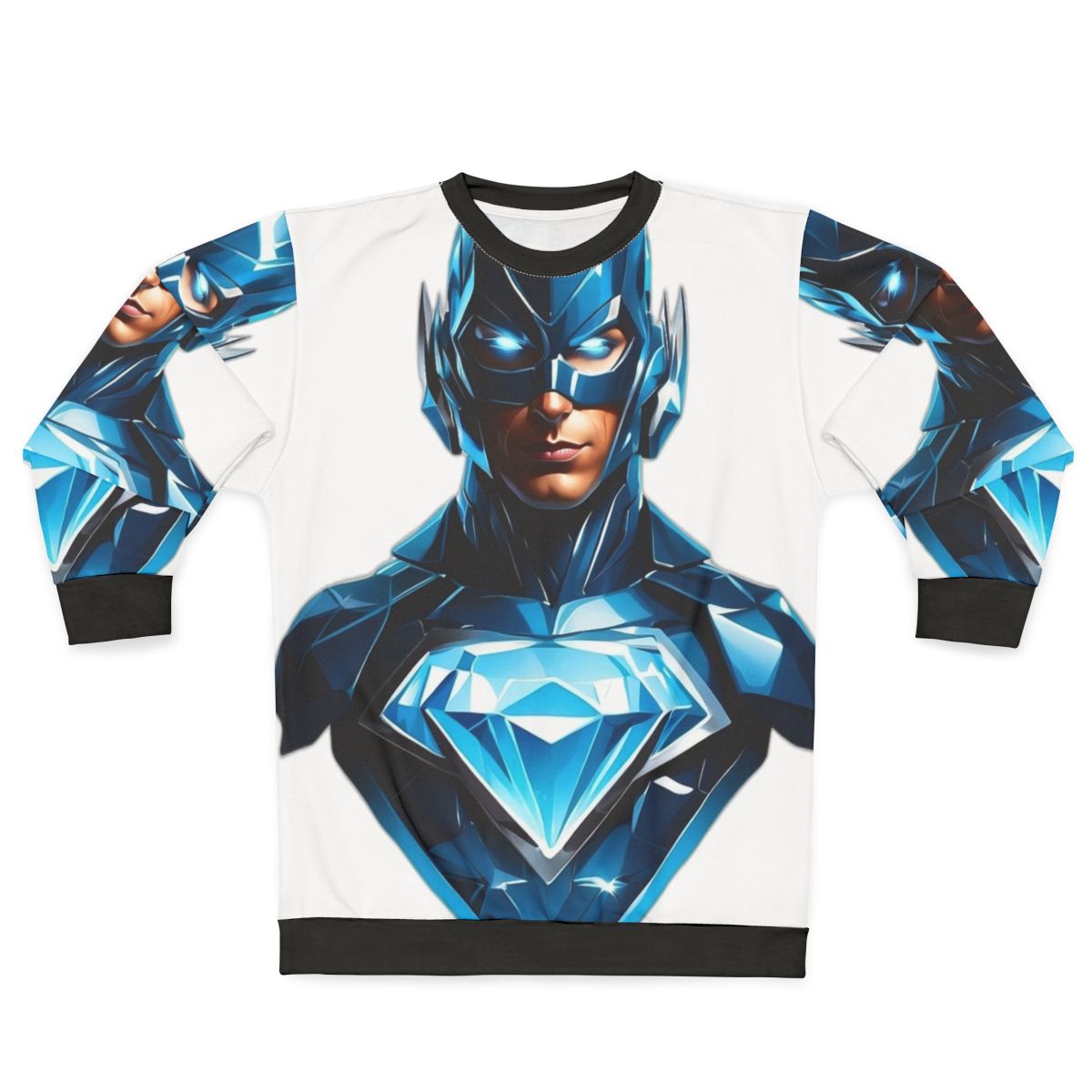 Superhero sweatshirt with glowing diamond design and bold blue color