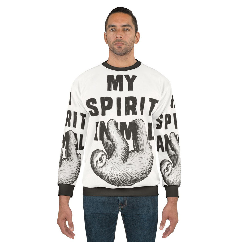 Sloth my spirit animal graphic on a sweatshirt