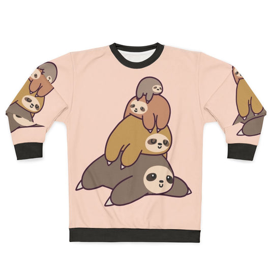 Sloth Stack Sweatshirt - Cute Cartoon Sloth Design
