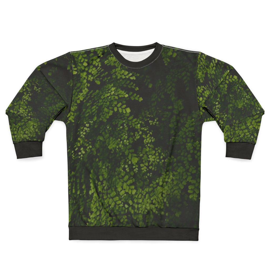 Small tropical leaves sweatshirt with green and botanical design