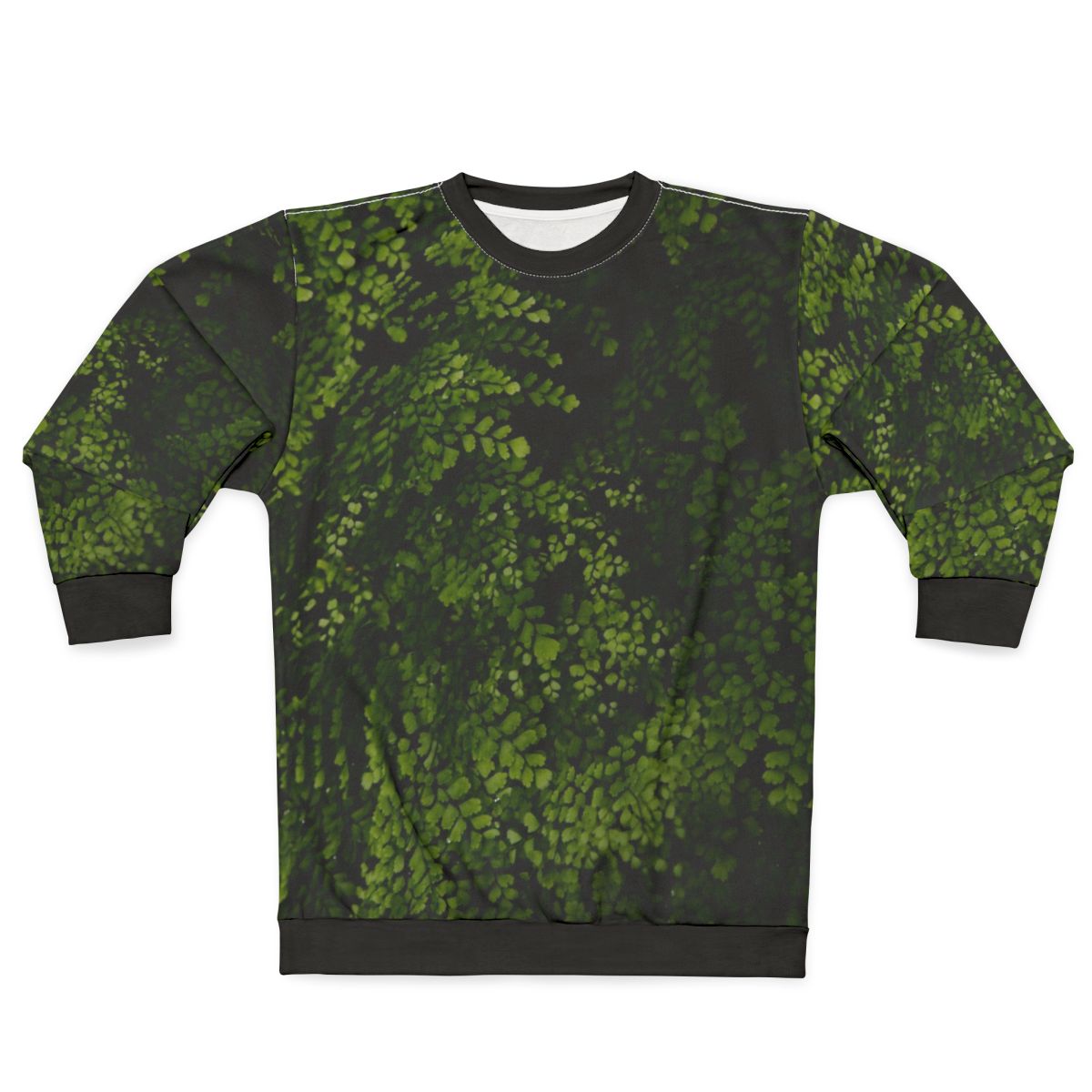 Small tropical leaves sweatshirt with green and botanical design