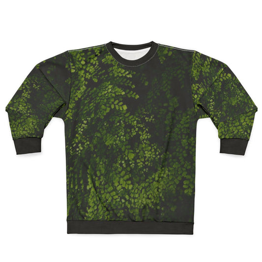Small tropical leaves sweatshirt with green and botanical design