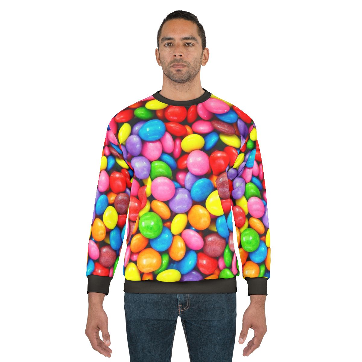 Colorful candy sweatshirt with rainbow design