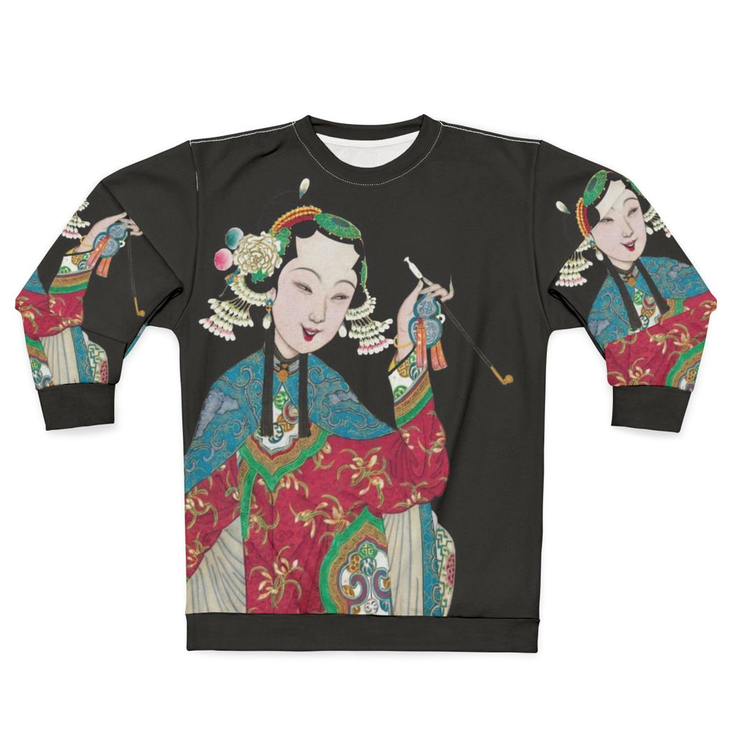 Vintage Chinese Opera Sweatshirt with Peking Opera Figure