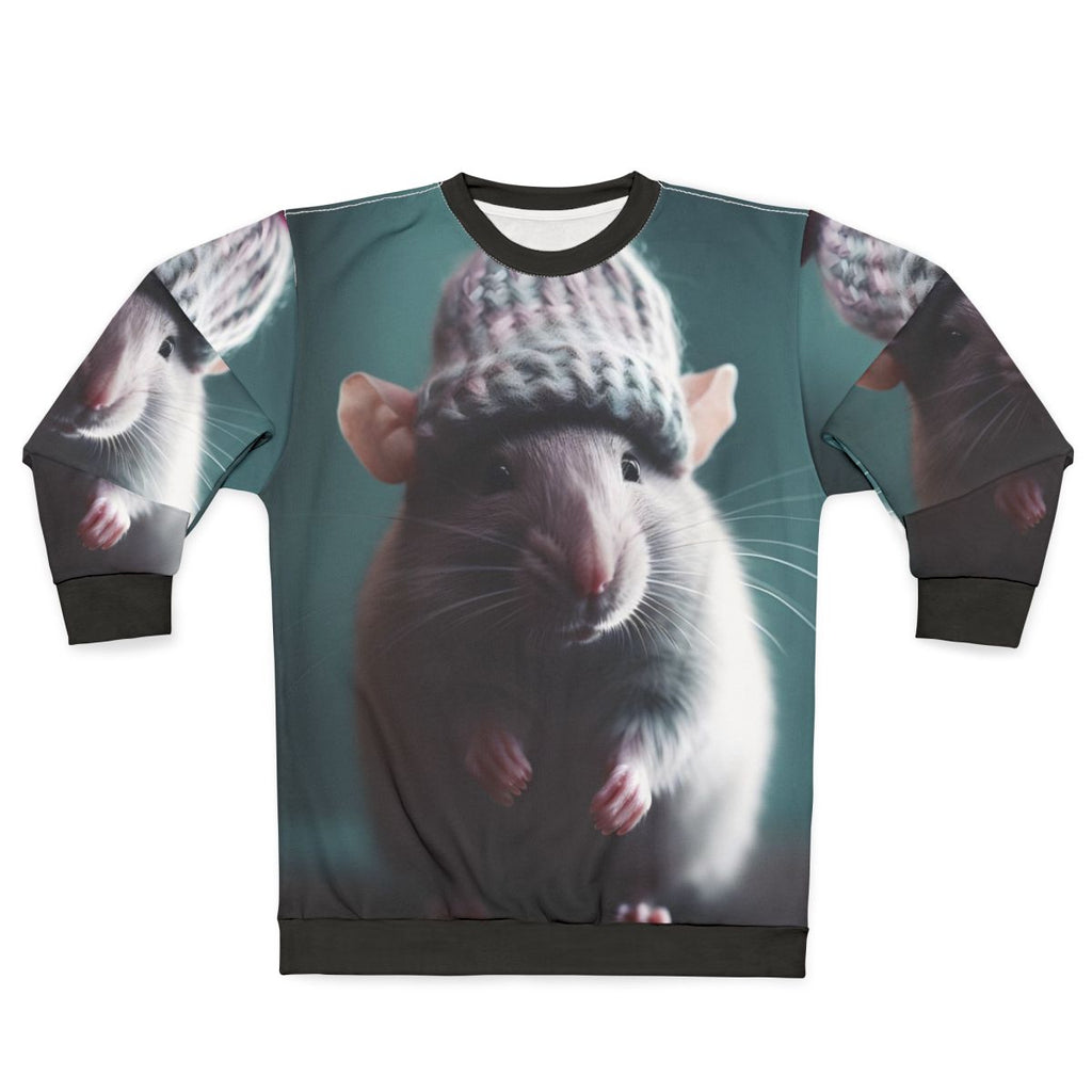 Cozy winter rat sweatshirt in lilac and purple colors