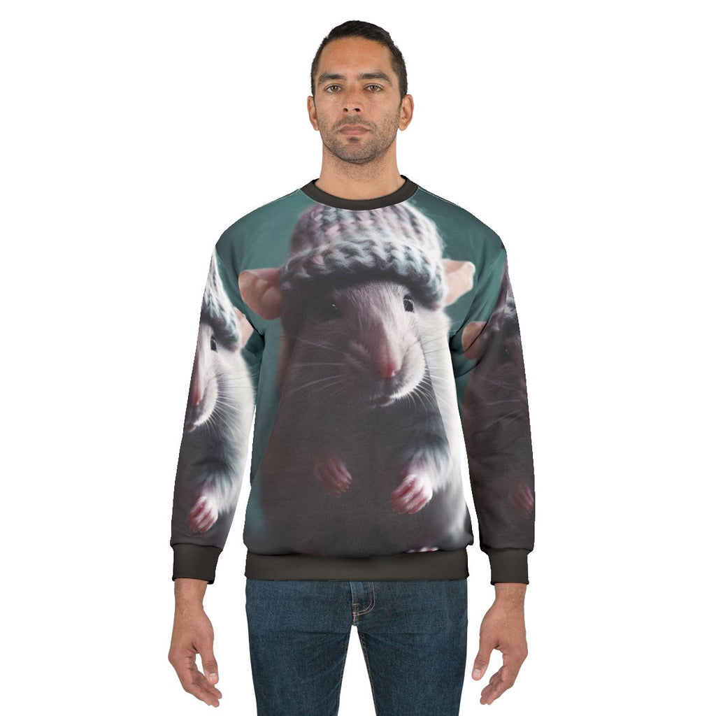 Cozy winter rat sweatshirt in lilac and purple colors