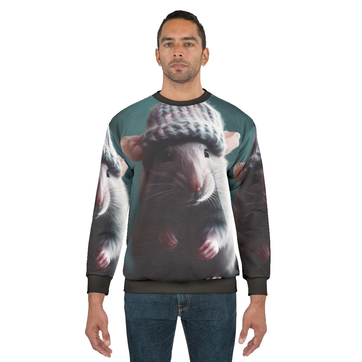Cozy winter rat sweatshirt in lilac and purple colors