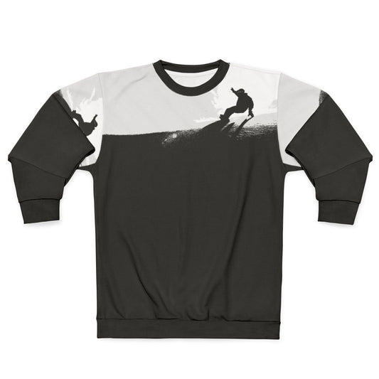 Snowboarder wearing a warm downhill sweatshirt on the slopes