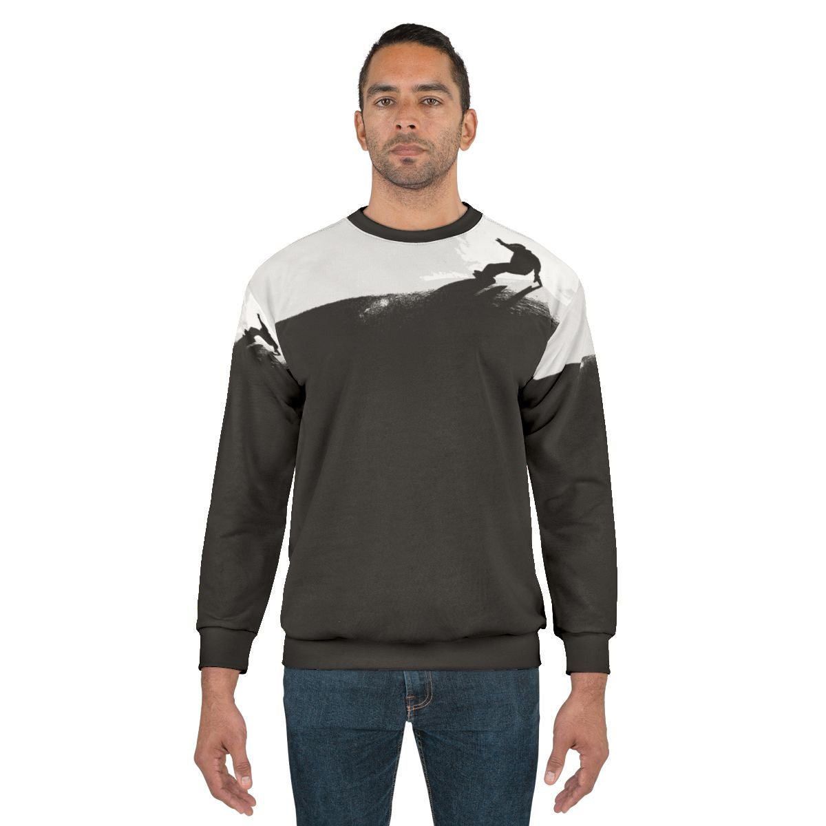 Snowboarder wearing a warm downhill sweatshirt on the slopes