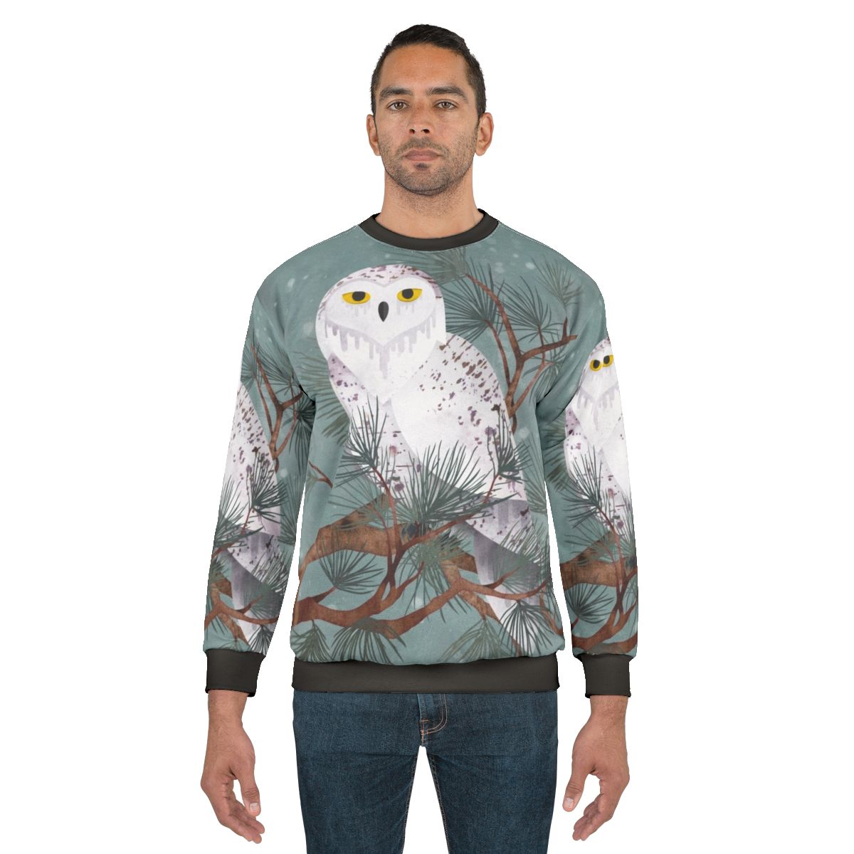 Snowy Sweatshirt with pine needles and snowflake design